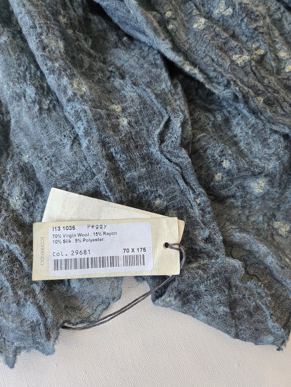 FALIERO SARTI Italy Wool Silk Blend Scarf Deep Blue Silver Accent 70×175 cm NWT - Picture 3 of 4